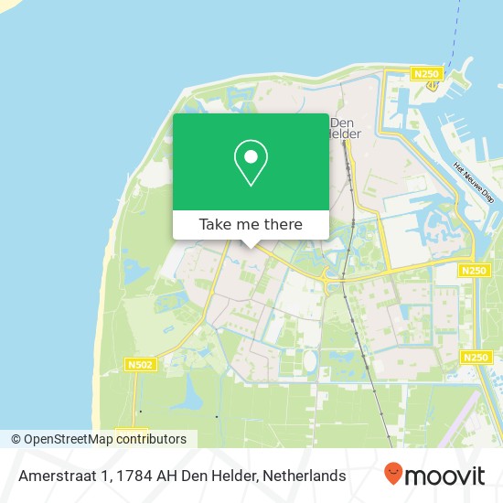 Amerstraat 1, 1784 AH Den Helder kaart