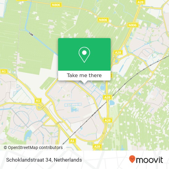 Schoklandstraat 34, 3826 CK Amersfoort kaart