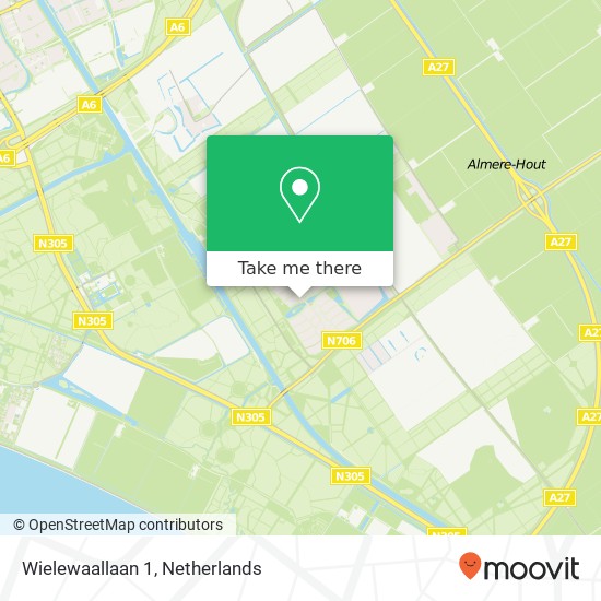 Wielewaallaan 1, 1343 AE Almere-Hout kaart