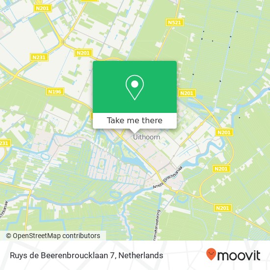 Ruys de Beerenbroucklaan 7, 1421 TZ Uithoorn kaart