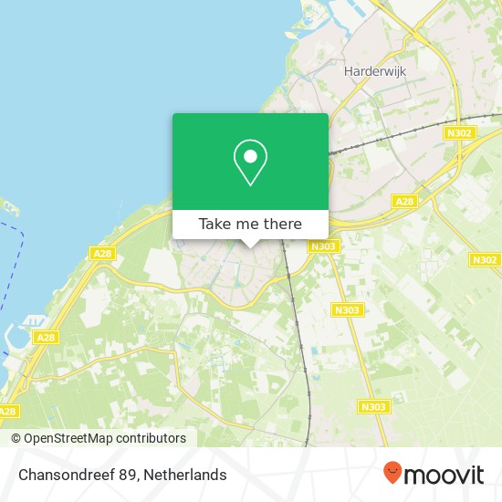 Chansondreef 89, 3845 GG Harderwijk kaart
