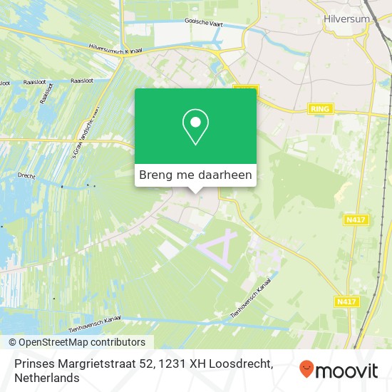 Prinses Margrietstraat 52, 1231 XH Loosdrecht kaart