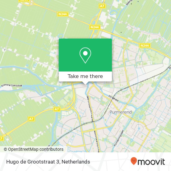 Hugo de Grootstraat 3, 1441 KH Purmerend kaart
