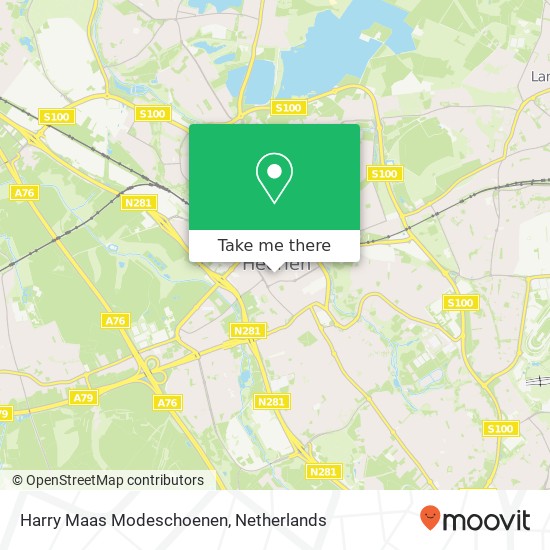 Harry Maas Modeschoenen, Raadhuisstraat 24 6411 HM Heerlen kaart