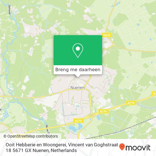 Ooit Hebberie en Woongerei, Vincent van Goghstraat 18 5671 GX Nuenen kaart