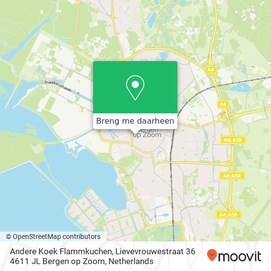 Andere Koek Flammkuchen, Lievevrouwestraat 36 4611 JL Bergen op Zoom kaart