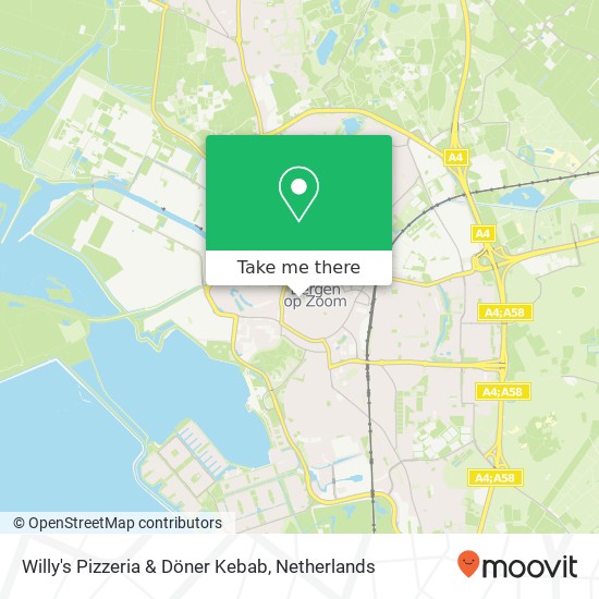 Willy's Pizzeria & Döner Kebab, Steenbergsestraat 5 4611 TC Bergen op Zoom kaart