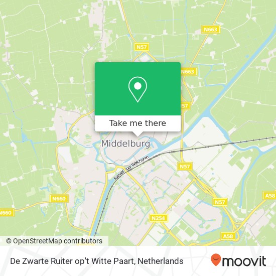 De Zwarte Ruiter op't Witte Paart, Dam 33 4331 GE Middelburg kaart