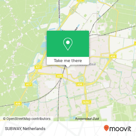 SUBWAY, Dokter Brabersstraat 18 4701 AT Roosendaal kaart