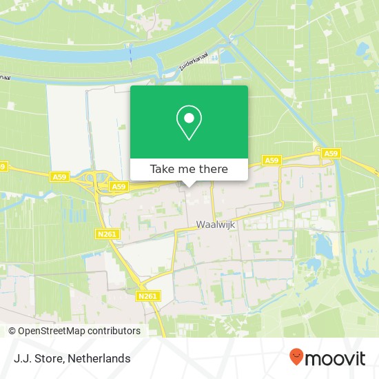 J.J. Store, Grotestraat 223 5141 JS Waalwijk kaart