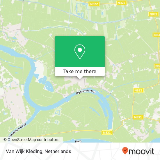 Van Wijk Kleding, Molenstraat 10 5317 JG Zaltbommel kaart