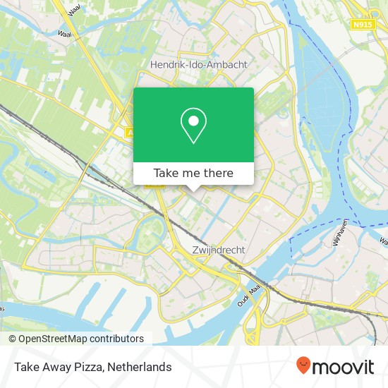 Take Away Pizza, Van Meelstraat 4 3331 KR Zwijndrecht kaart