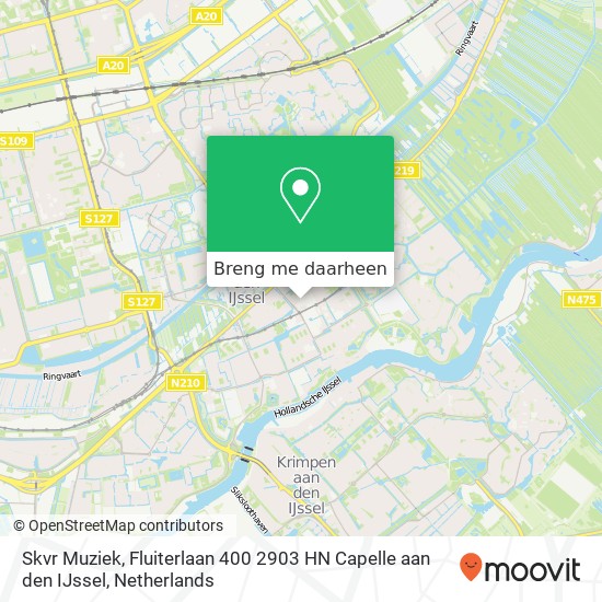 Skvr Muziek, Fluiterlaan 400 2903 HN Capelle aan den IJssel kaart