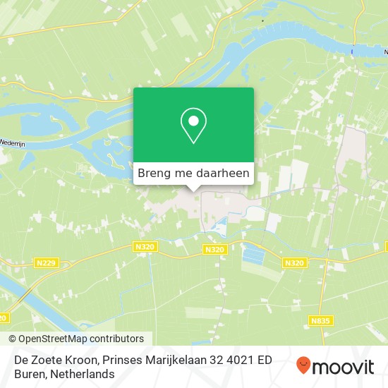 De Zoete Kroon, Prinses Marijkelaan 32 4021 ED Buren kaart