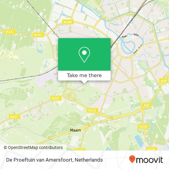 De Proeftuin van Amersfoort, Utrechtseweg 180 3818 EE Amersfoort kaart