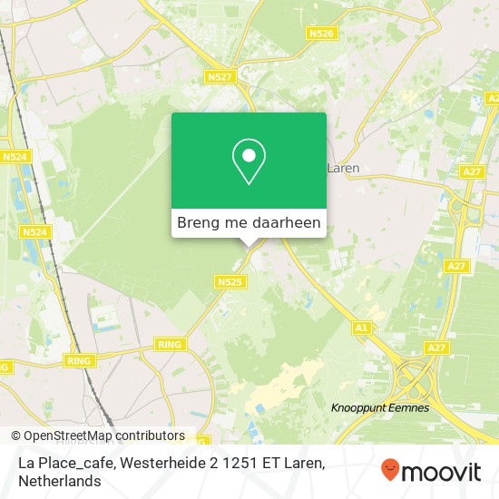 La Place_cafe, Westerheide 2 1251 ET Laren kaart