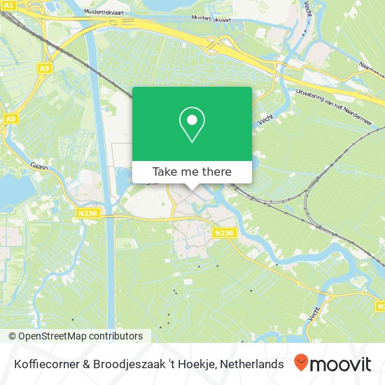 Koffiecorner & Broodjeszaak 't Hoekje, Nieuwstad 72 1381 CD Weesp kaart