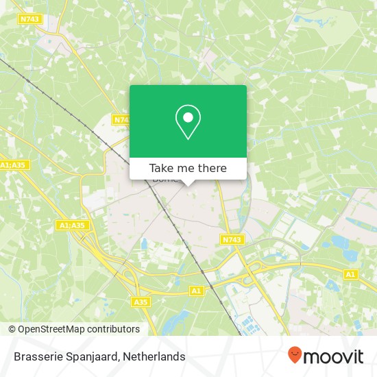 Brasserie Spanjaard, Nieuwe Markt 9 7622 DD Borne kaart