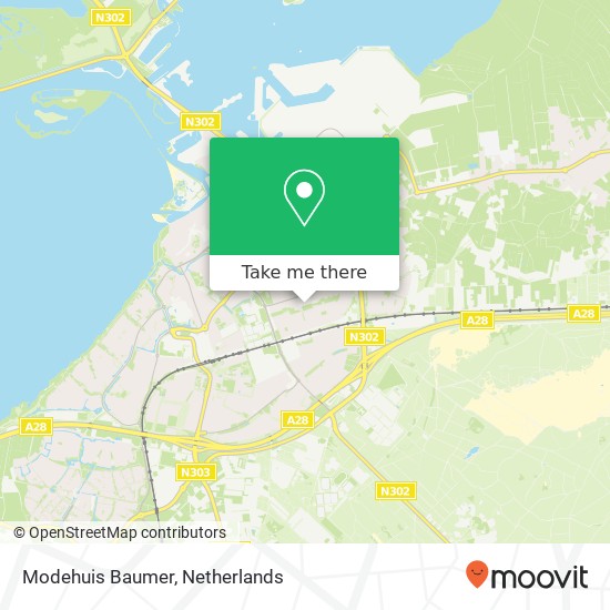 Modehuis Baumer, P.C. Hooftplein 9 3842 HB Harderwijk kaart