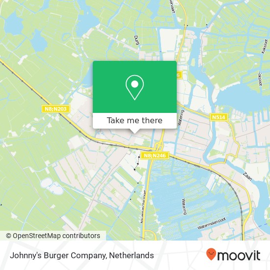 Johnny's Burger Company, Zuiderhoofdstraat 6 1561 AL Krommenie kaart