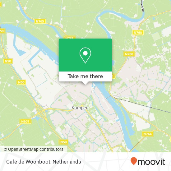 Café de Woonboot, Noordweg 68 8262 BV Kampen kaart