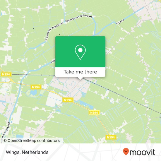 Wings, Dorpsstraat 134 1713 HL Koggenland kaart