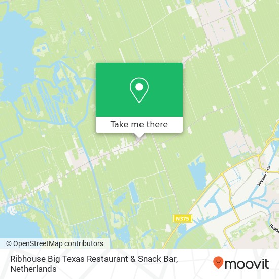 Ribhouse Big Texas Restaurant & Snack Bar, Veneweg 12 7946 LB Wanneperveen kaart