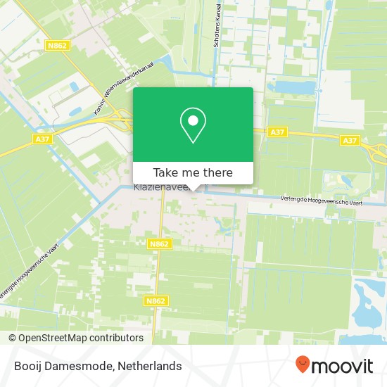 Booij Damesmode, Langestraat 130 7891 GH Klazienaveen kaart