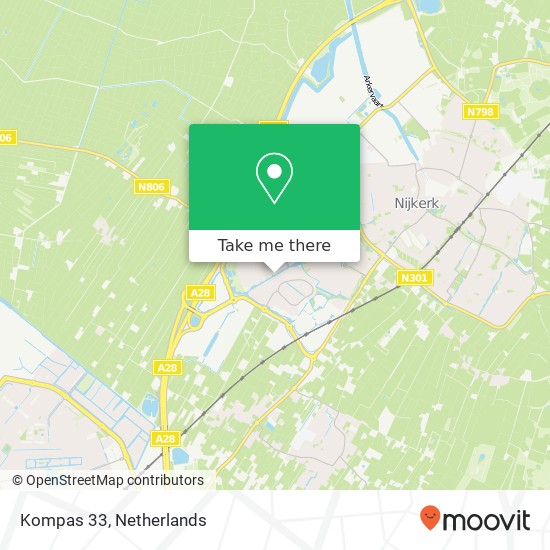 Kompas 33, 3863 TB Nijkerk kaart