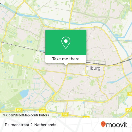 Palmenstraat 2, 5037 JA Tilburg kaart