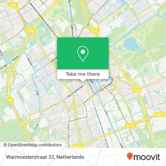 Warmoezierstraat 32, 2613 VJ Delft kaart