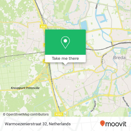 Warmoezenierstraat 32, 4814 NL Breda kaart