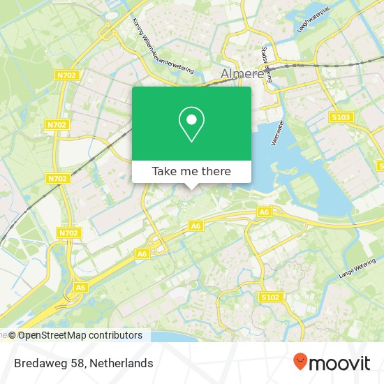 Bredaweg 58, 1324 XX Almere-Stad kaart