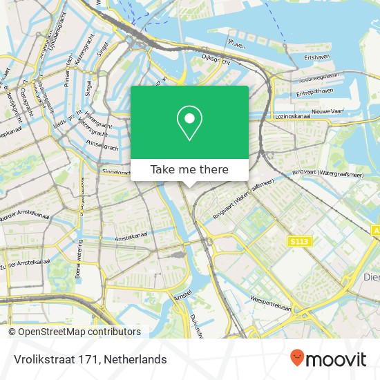 Vrolikstraat 171, 1091 TW Amsterdam kaart