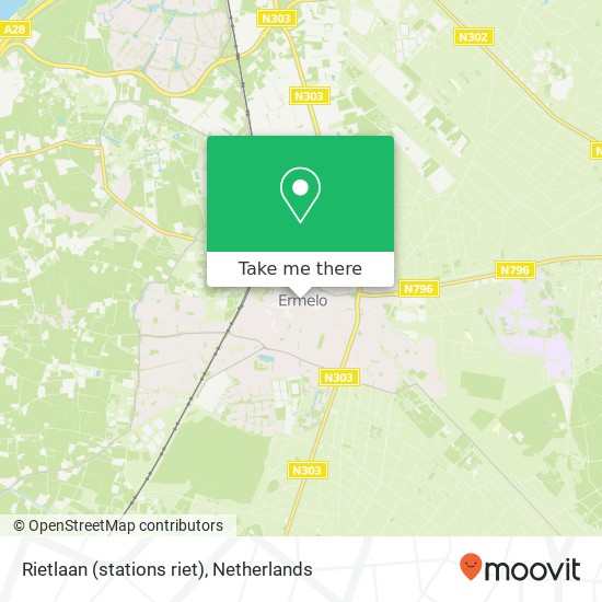 Rietlaan (stations riet), 3851 NJ Ermelo kaart