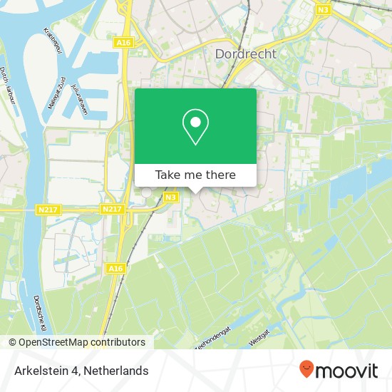 Arkelstein 4, 3328 BA Dordrecht kaart