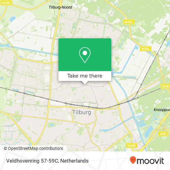 Veldhovenring 57-59C, Veldhovenring 57-59C, 5041 BB Tilburg, Nederland kaart