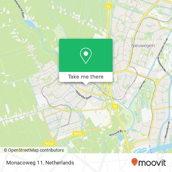 Monacoweg 11, 3402 BD IJsselstein kaart