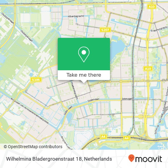 Wilhelmina Bladergroenstraat 18, 1068 RS Amsterdam kaart