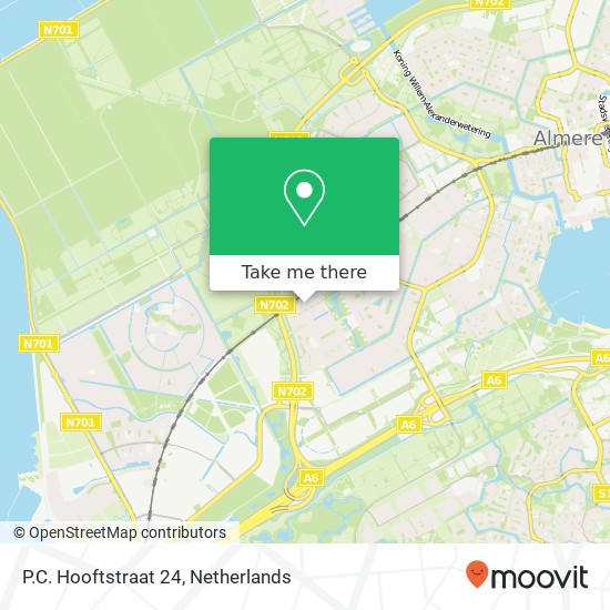 P.C. Hooftstraat 24, 1321 VJ Almere-Stad kaart