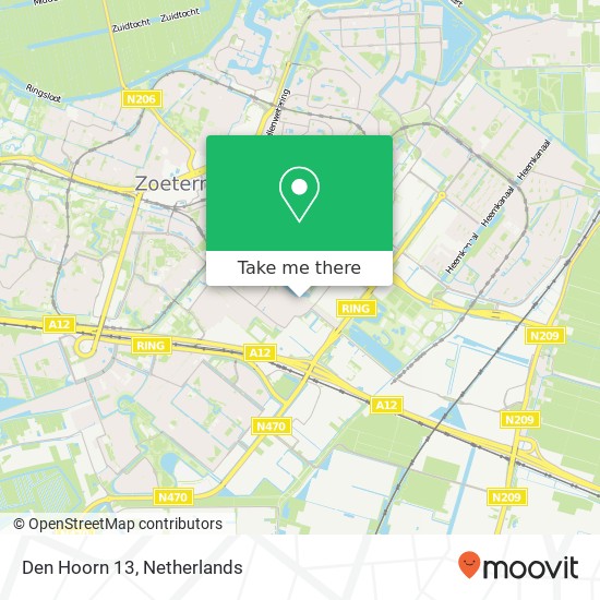 Den Hoorn 13, 2712 BB Zoetermeer kaart