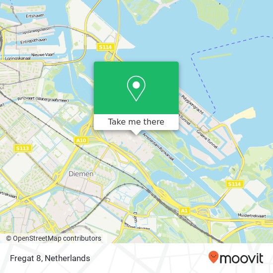 Fregat 8, 1113 GE Diemen kaart