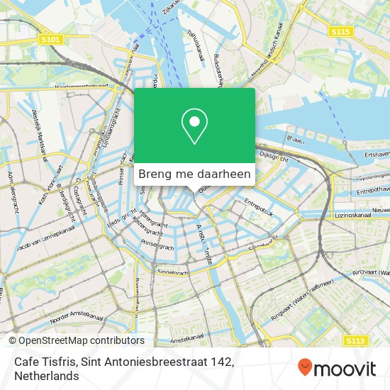 Cafe Tisfris, Sint Antoniesbreestraat 142 kaart