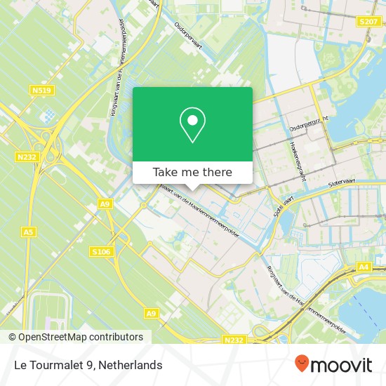 Le Tourmalet 9, 1060 NX Amsterdam kaart