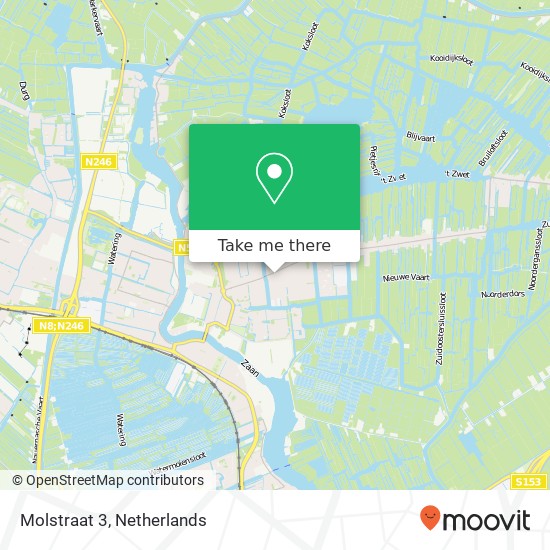 Molstraat 3, 1531 CP Wormer kaart