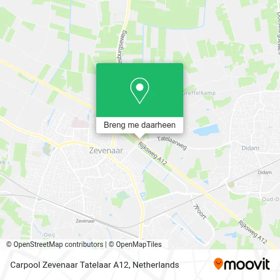 Carpool Zevenaar Tatelaar A12 kaart