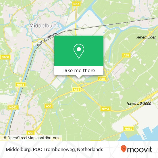 Middelburg, ROC Tromboneweg kaart