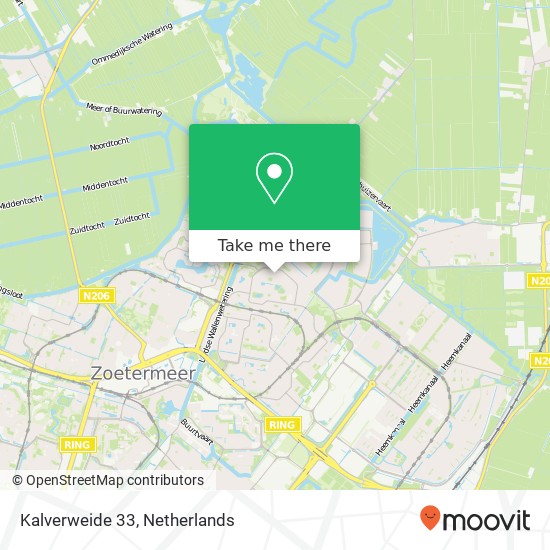 Kalverweide 33, 2727 GA Zoetermeer kaart