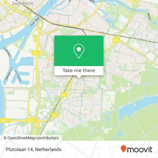 Plutolaan 14, 3318 EP Dordrecht kaart