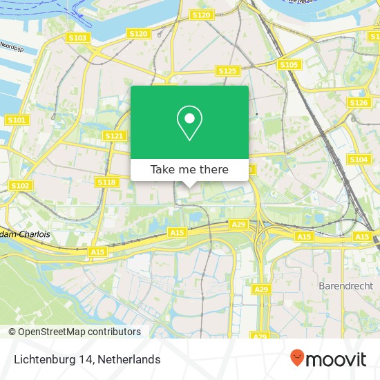 Lichtenburg 14, 3085 KL Rotterdam kaart